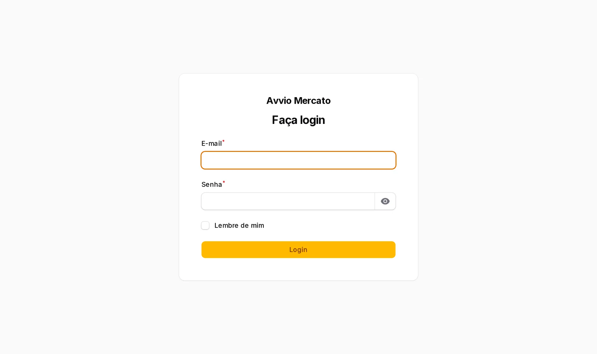 Tela de login do painel